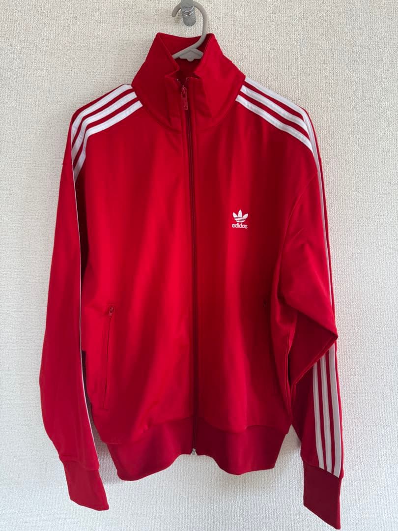 adidas レッド ジャージジャケット M