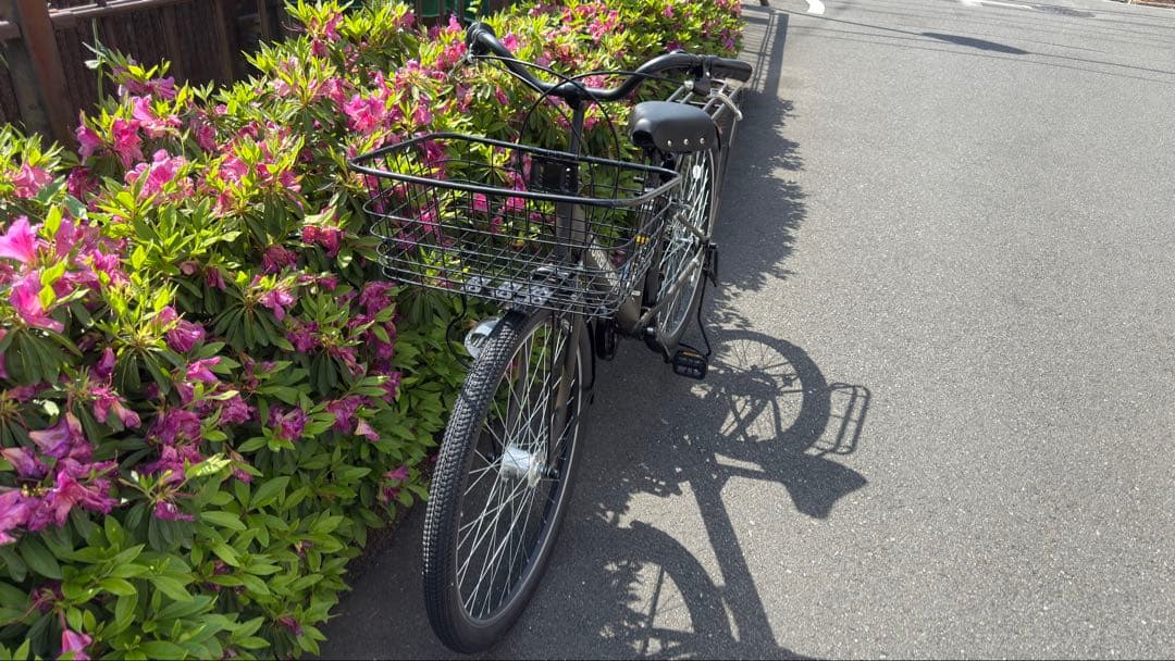 【引き取り限定】TURBULIGHT シティサイクル カーキ　前カゴ・ライト付き