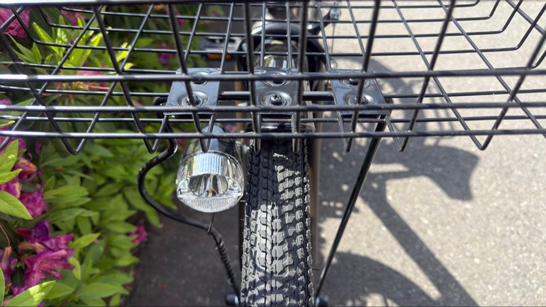 【引き取り限定】TURBULIGHT シティサイクル カーキ　前カゴ・ライト付き