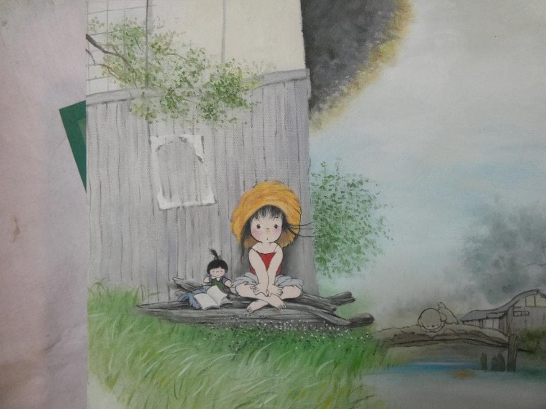 油絵 風景人物　額付き　中島潔　 F6 【　季節の予感　】手描き