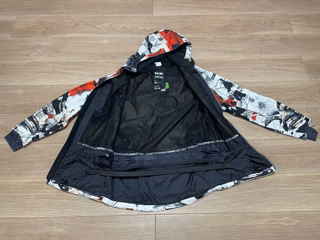 美品 RIDE スノーボードウェア メンズ 上下セット 赤 白