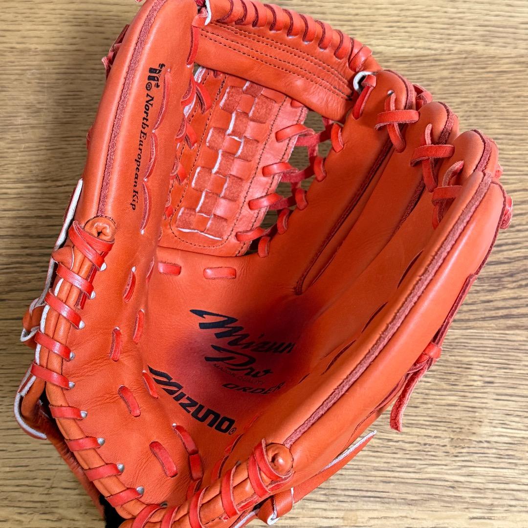 ミズノプロ　グローブ Mizuno Pro オレンジ サイン入り　V3