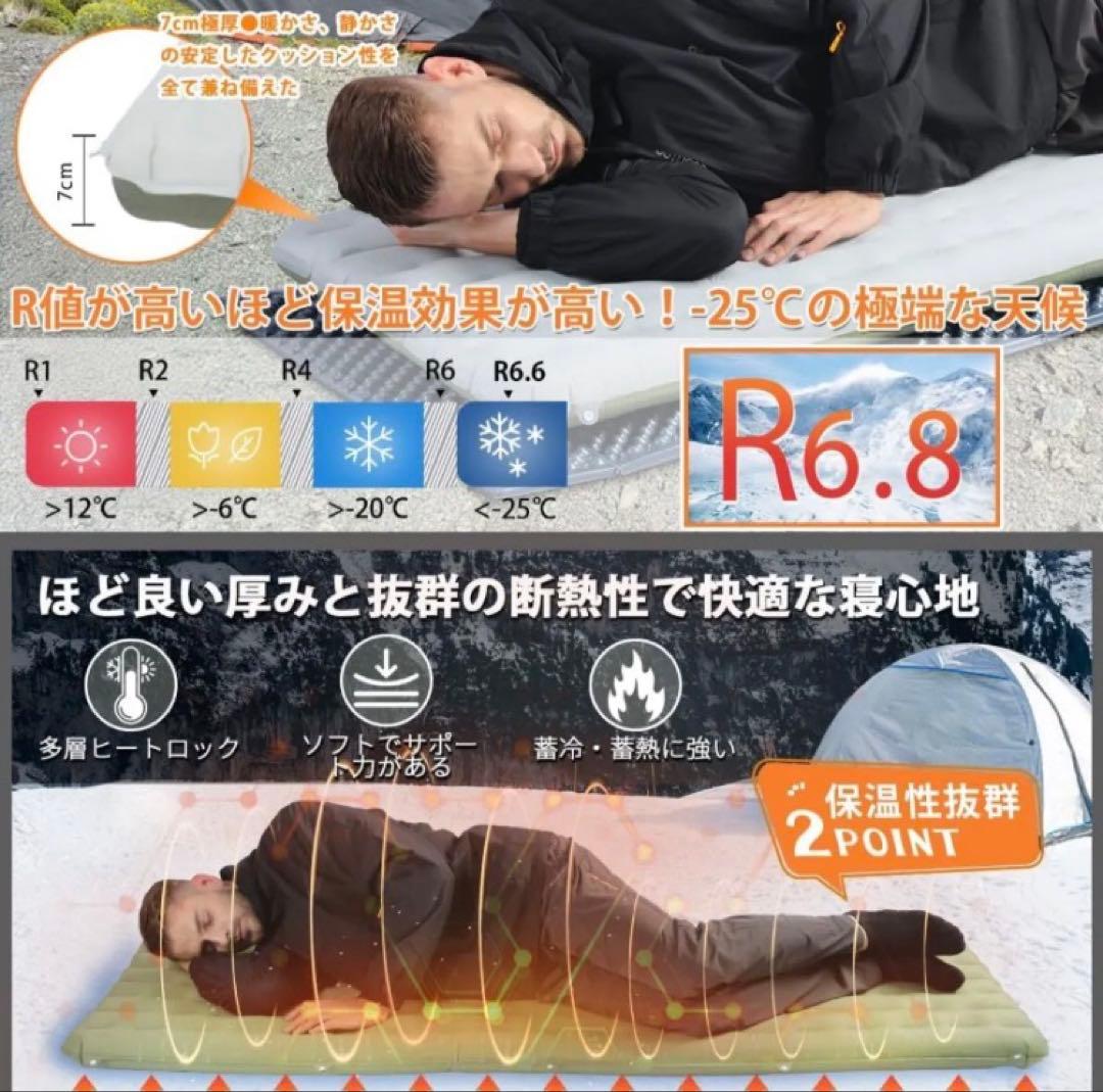 CAMDOOR 高R値6.8 エアーマット 厚手7cm 超軽量
