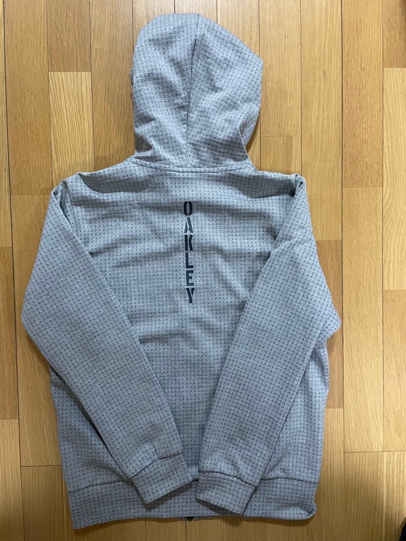Oakley フルジップ パーカー L グレー ワッフル生地 フード付