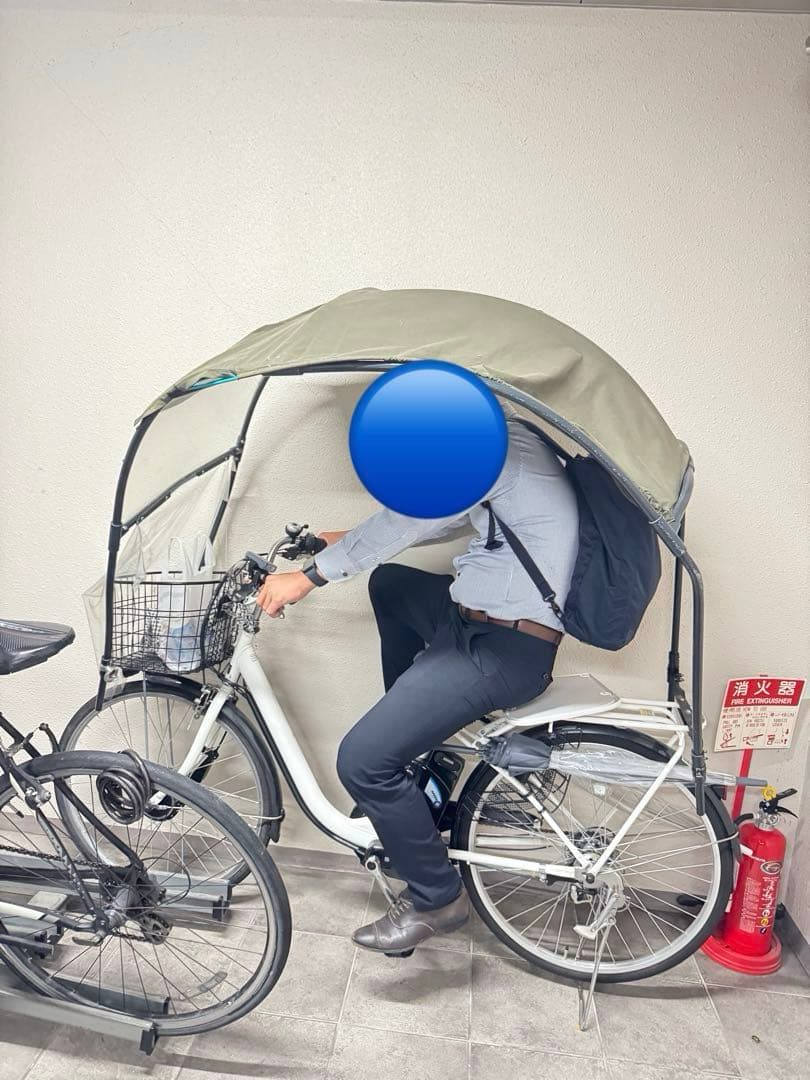 【送料無料】屋根付き電動アシスト自転車 ホワイト/カーキ　ヤマハRIN