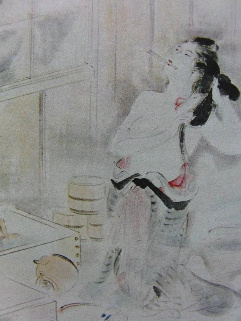 鏑木　清方【註文帳・第十二図】、年代物、希少画集画、状態良好