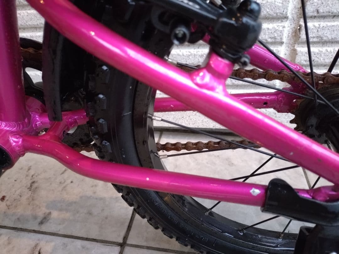 ヨシバサイクル 子供用自転車 18インチ ピンク　水よけオプション付　補助輪有