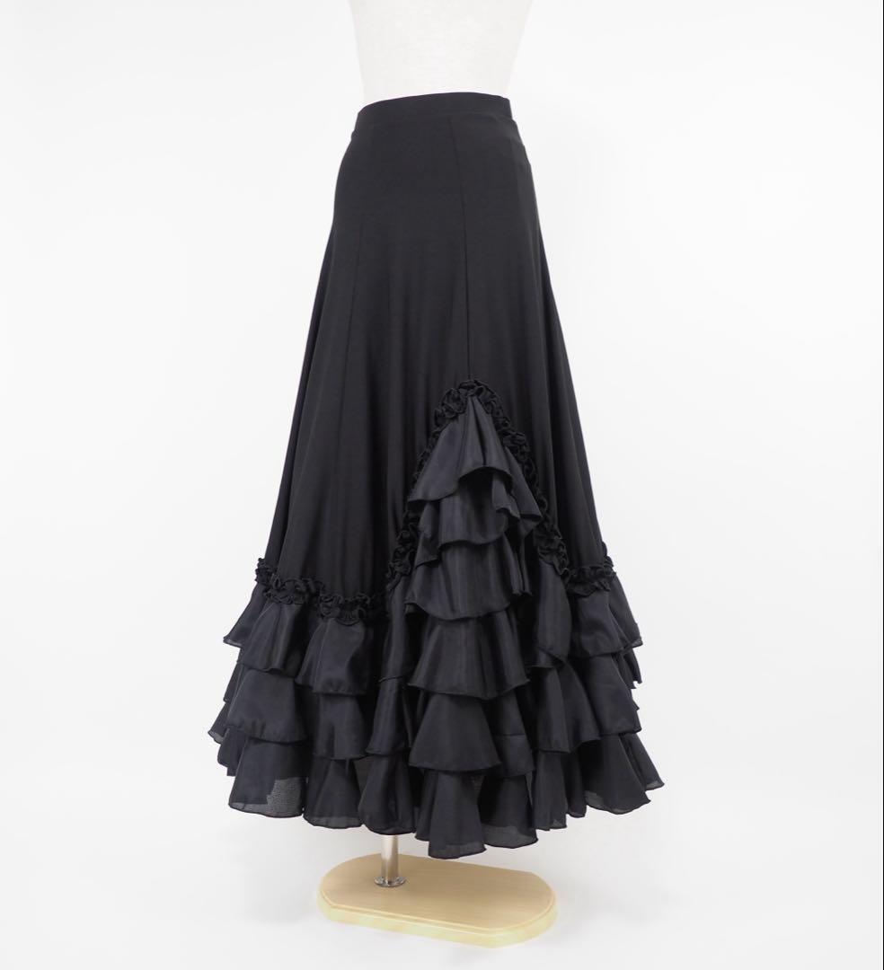 フラメンコ　ファルダ　新品　黒　レッスンファルダ　フラメンコ衣装　Leirena