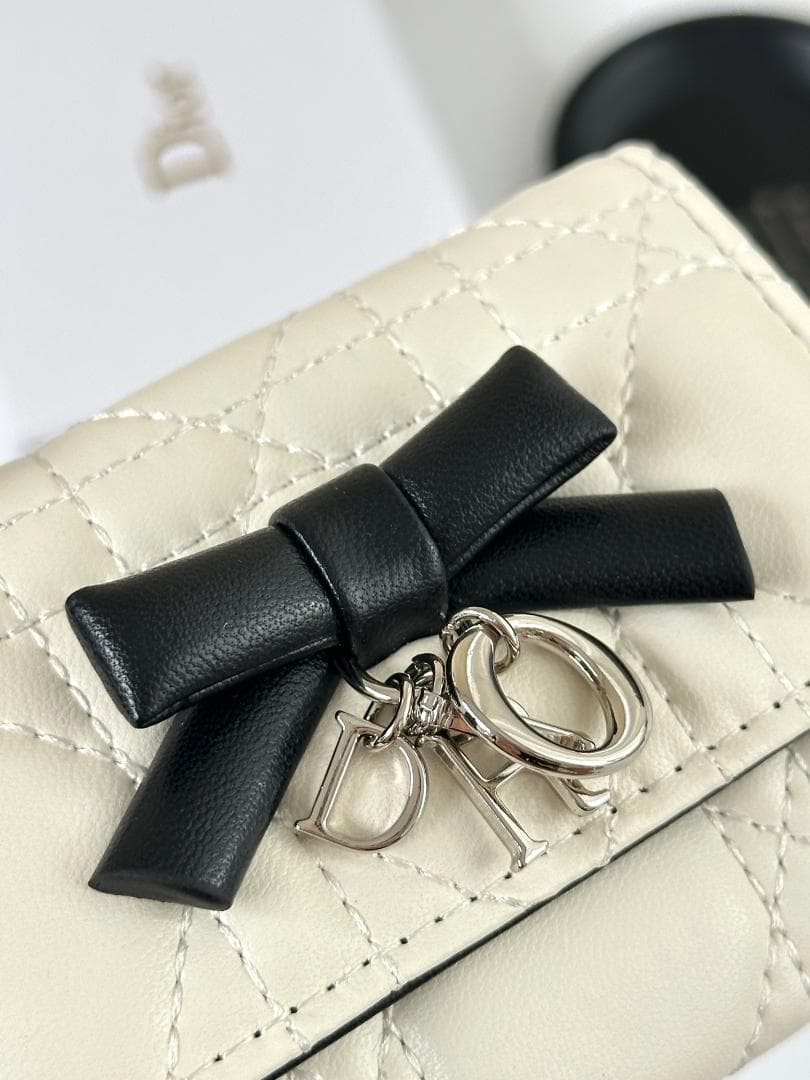 LADY DIOR レディディオール 三つ折り財布 カナージュ 白 黒