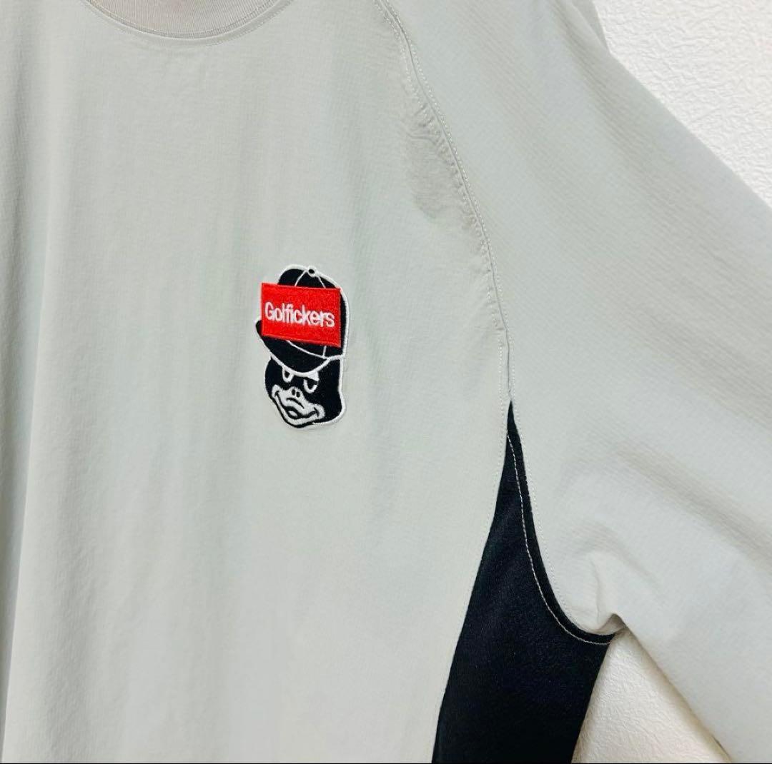 GOLFIKERS モックネックシャツ　 グレー&ブラック　ストレッチ