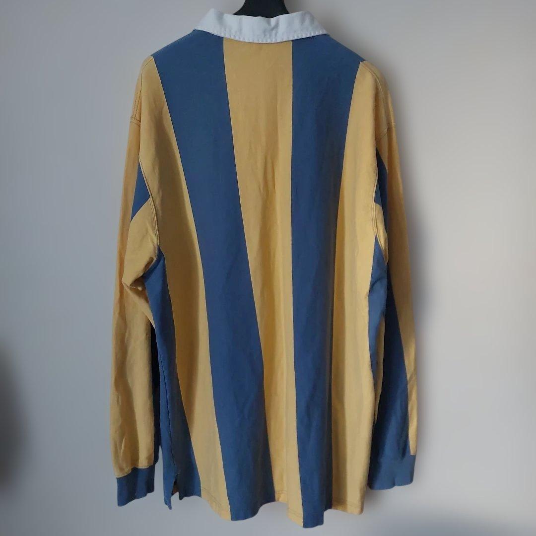 90s Polo by Ralph Lauren ストライプ ラガーシャツ 紺黄