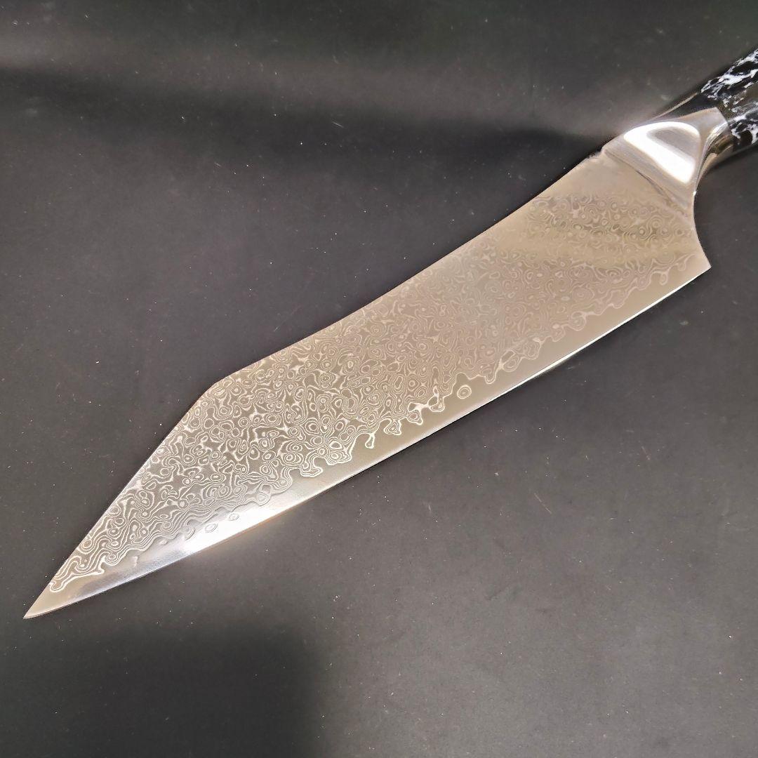 魚捌き 鬼反り 剣型 切付型 牛刀 VG10 ダマスカス 包丁 ターコイズ柄