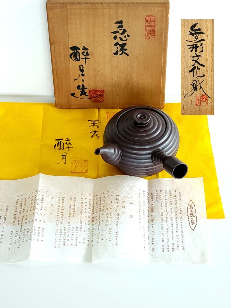 萬古焼 無形文化財 清水醉月 急須 在銘 清泉　 酔月 窯印