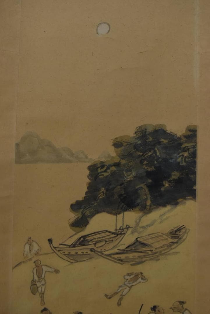 雲峰/漁村秋宴図/掛軸/名家伝来/AA-162