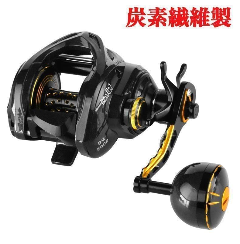 YU179X右 カーボンボデイ 深溝 ベイトリール ド16kg ブレーキ12階段