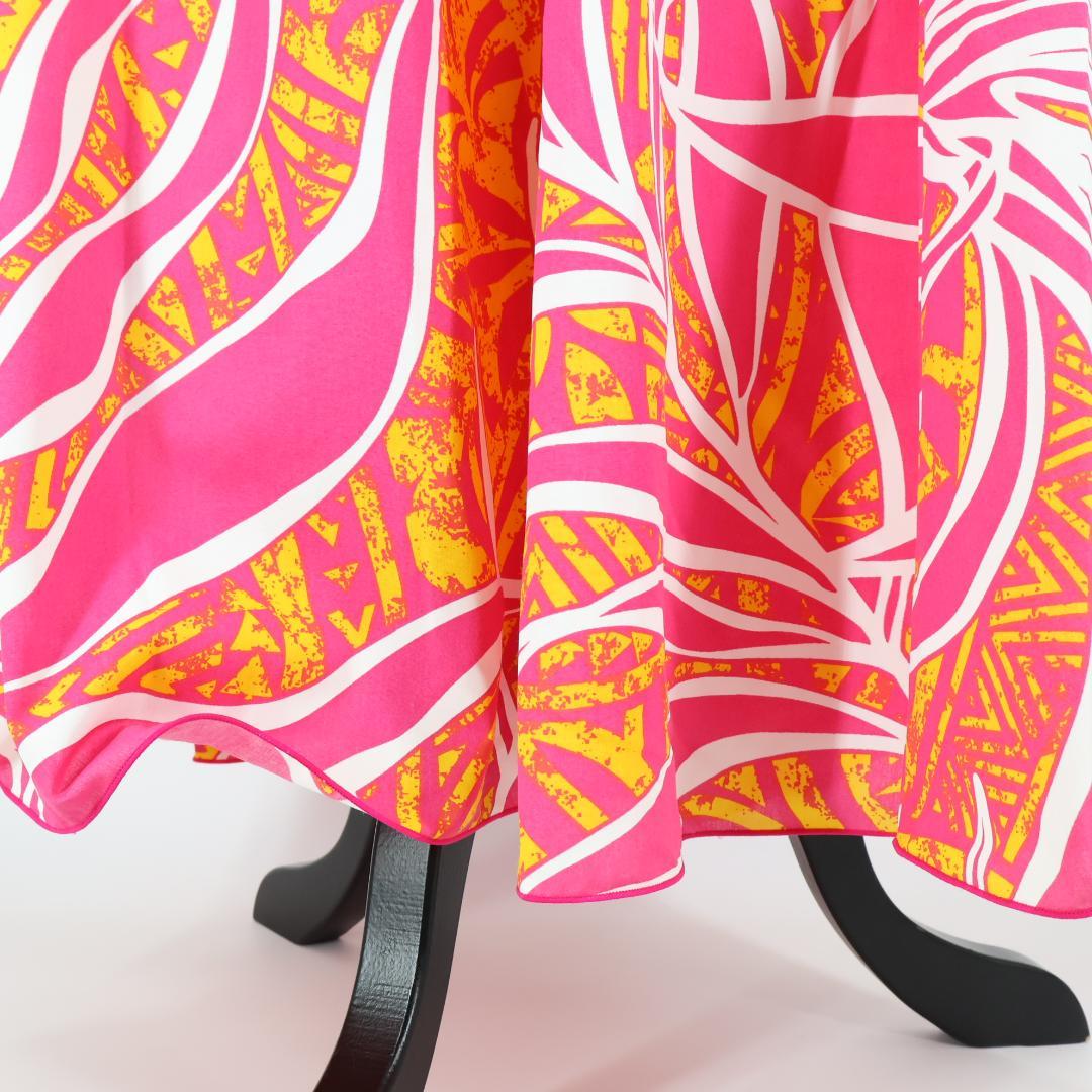 【美品 日本製 フラダンス衣装】ピンク Paondor ワンピース ドレス 黄