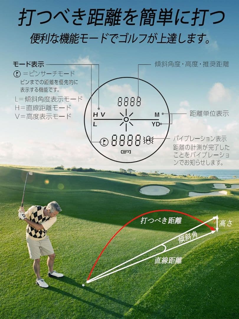 ◆新品　未使用　ゴルフ距離計 5〜800yd対応 最速0.05秒測定
