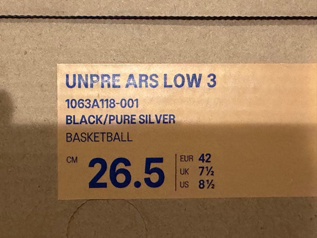 ASICS UNPRE ARS LOW 3 ブラック 26.5cm