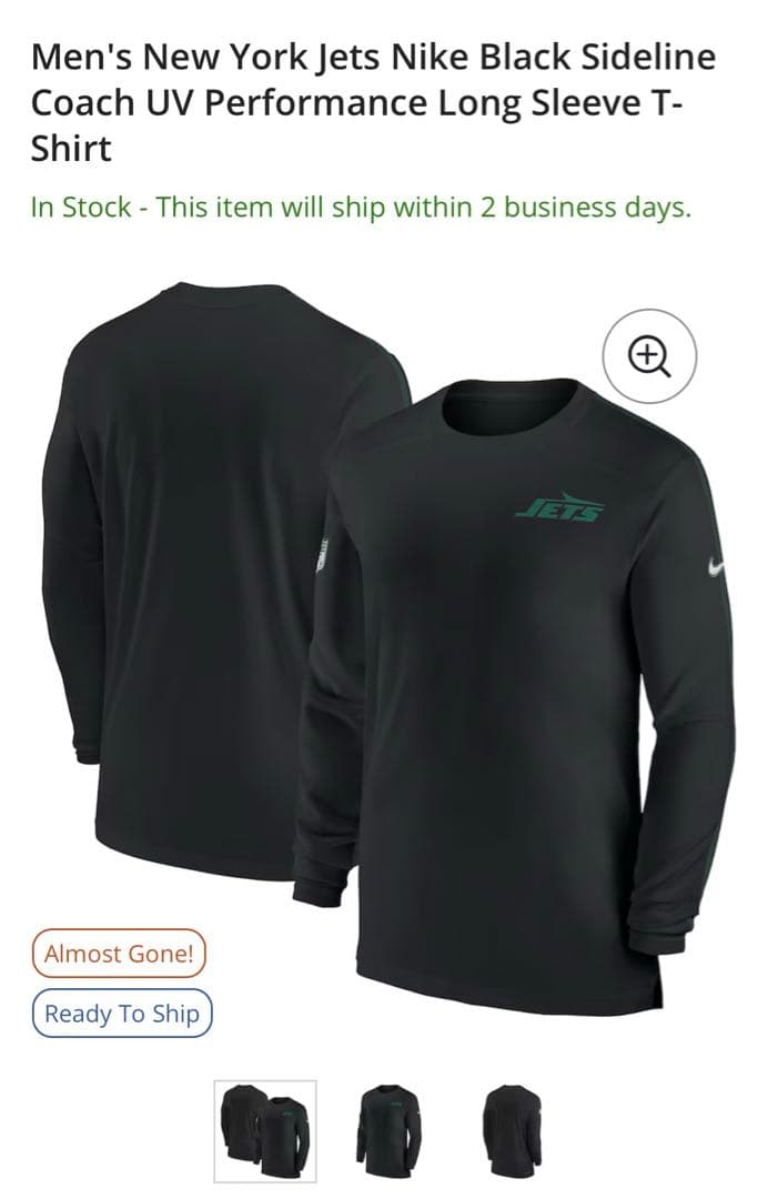 NFL ニューヨークジェッツ ナイキ UVパフォーマンスロングスリーブTシャツ