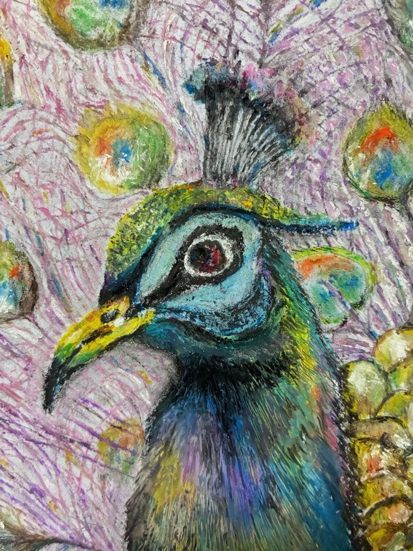 絵　絵画　アート　繊細クレヨンアート　動物　ハンドメイド　現代アート