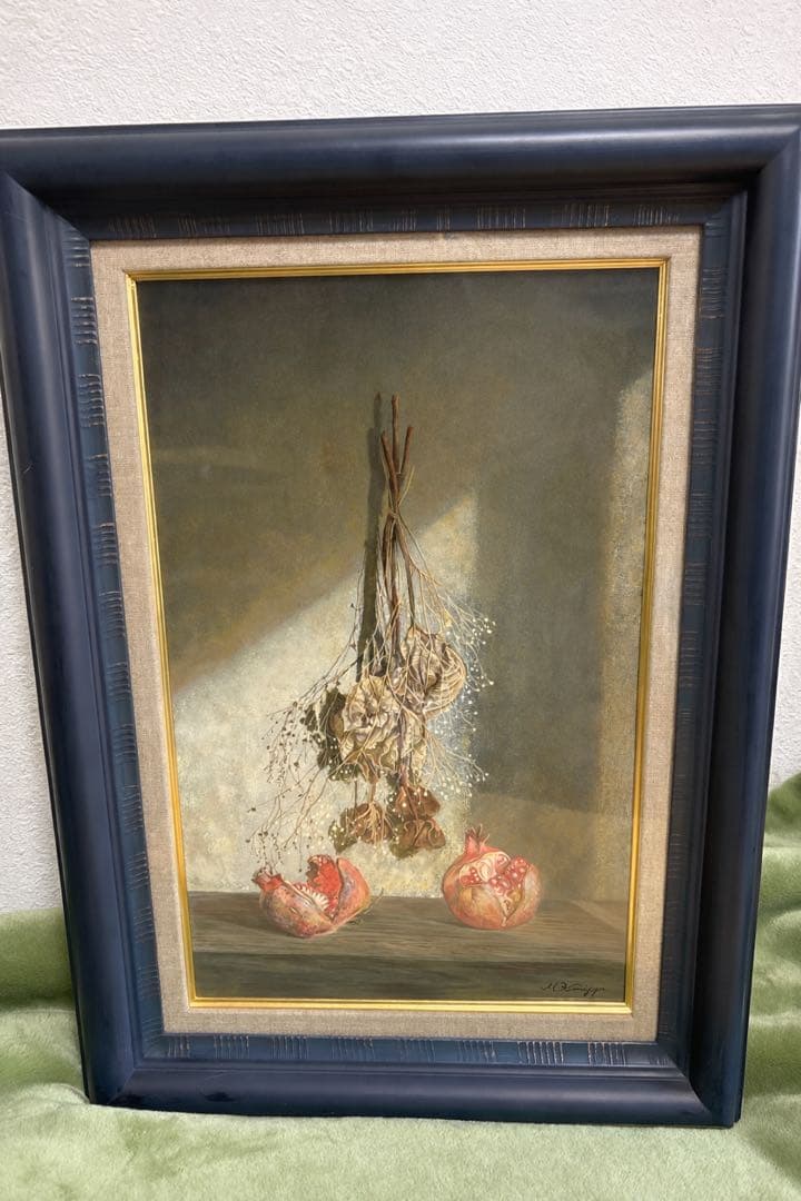 静物画　ザクロとドライフラワー