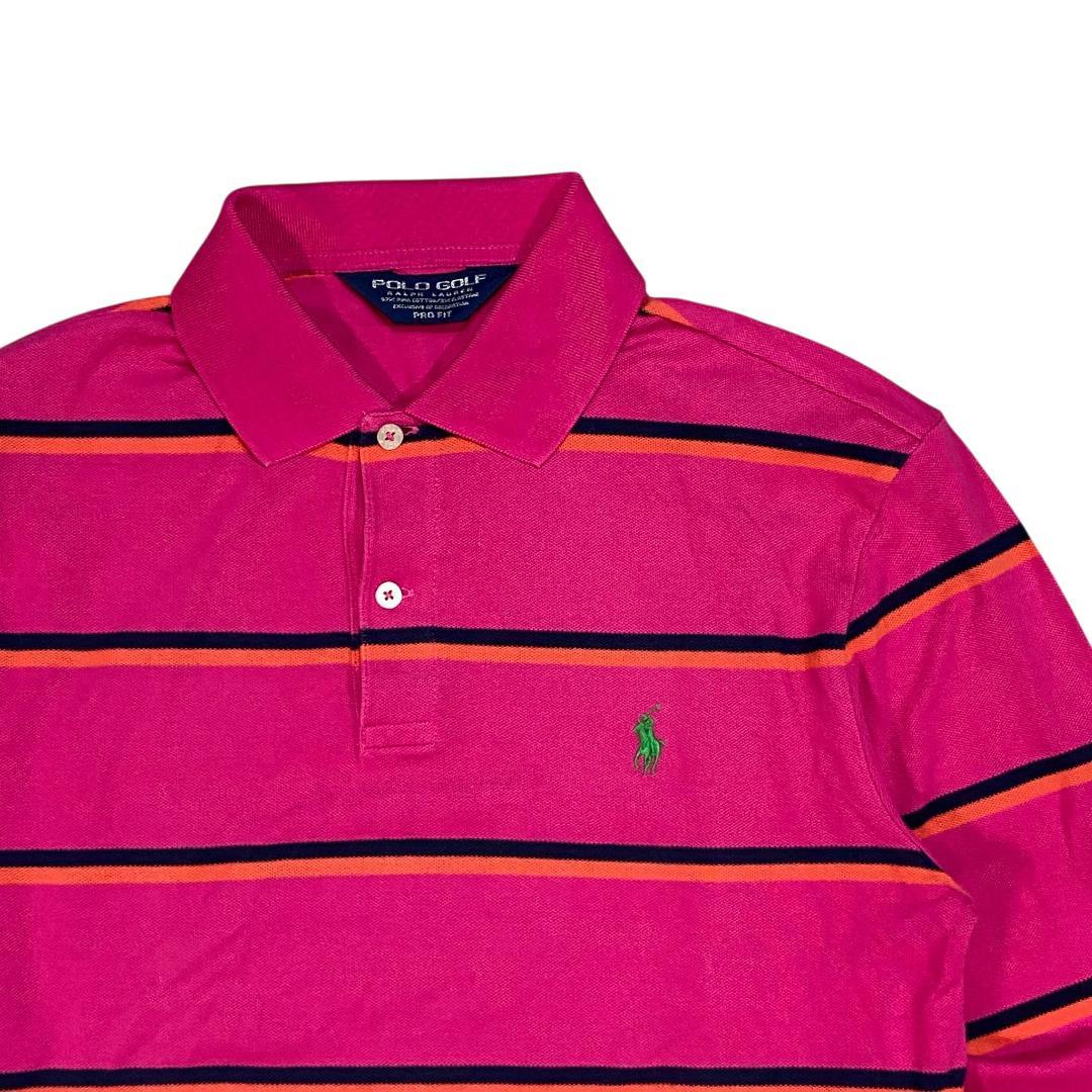 POLO GOLF ポロゴルフ 長袖ポロシャツ S ピンク ボーダー