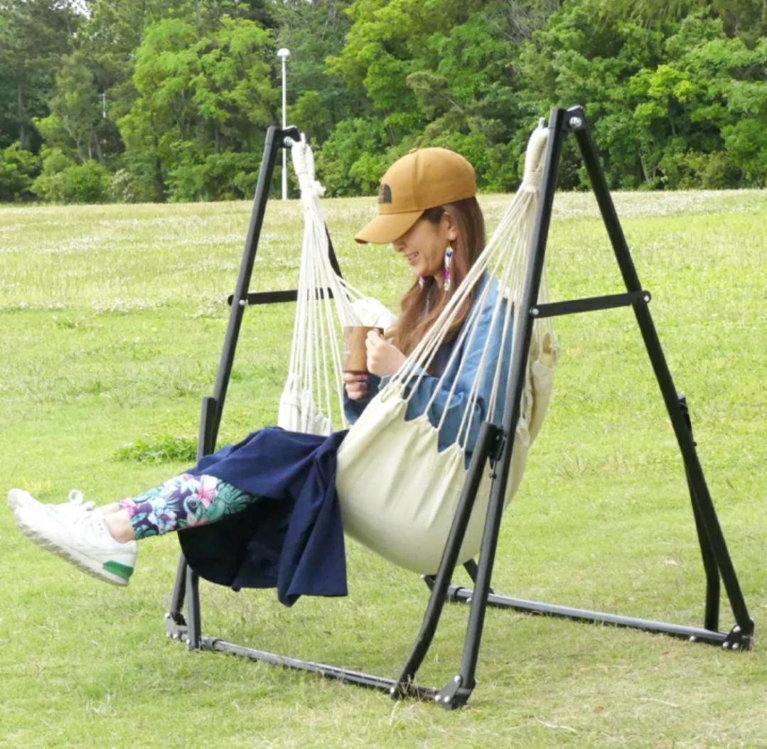 【GWお勧め☆】新品 IGNIO 3WAY ハンモック ベージュ 自立式