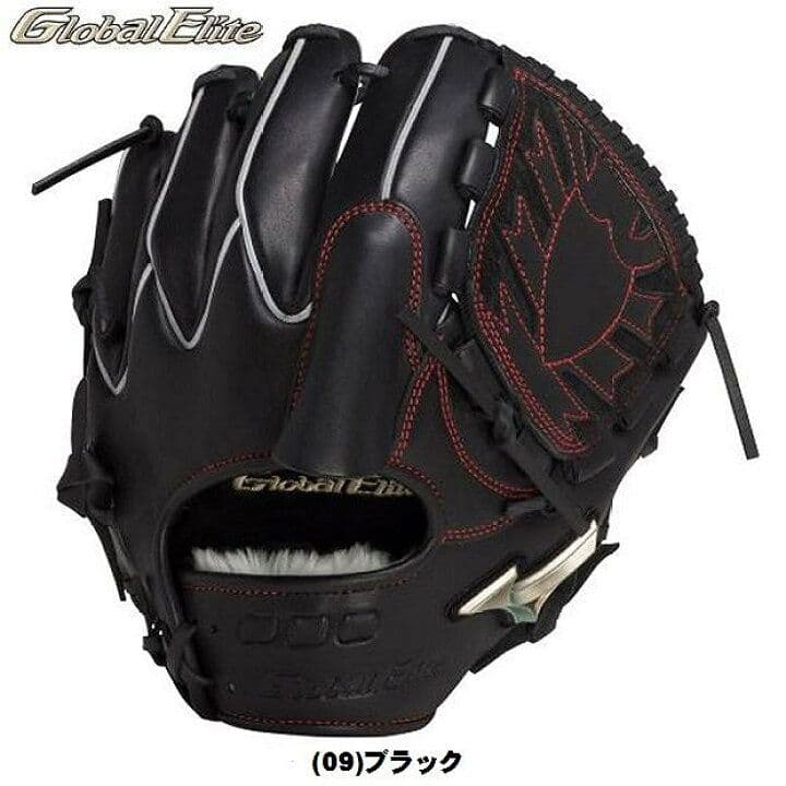 【ほぼ未使用】Global Elite 軟式グローブ 黒/赤　菅野モデル　投手用