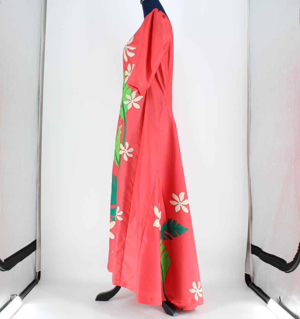 【フラダンス衣装】レッド FANCY DRESS ワンピース ドレス ティアレ柄