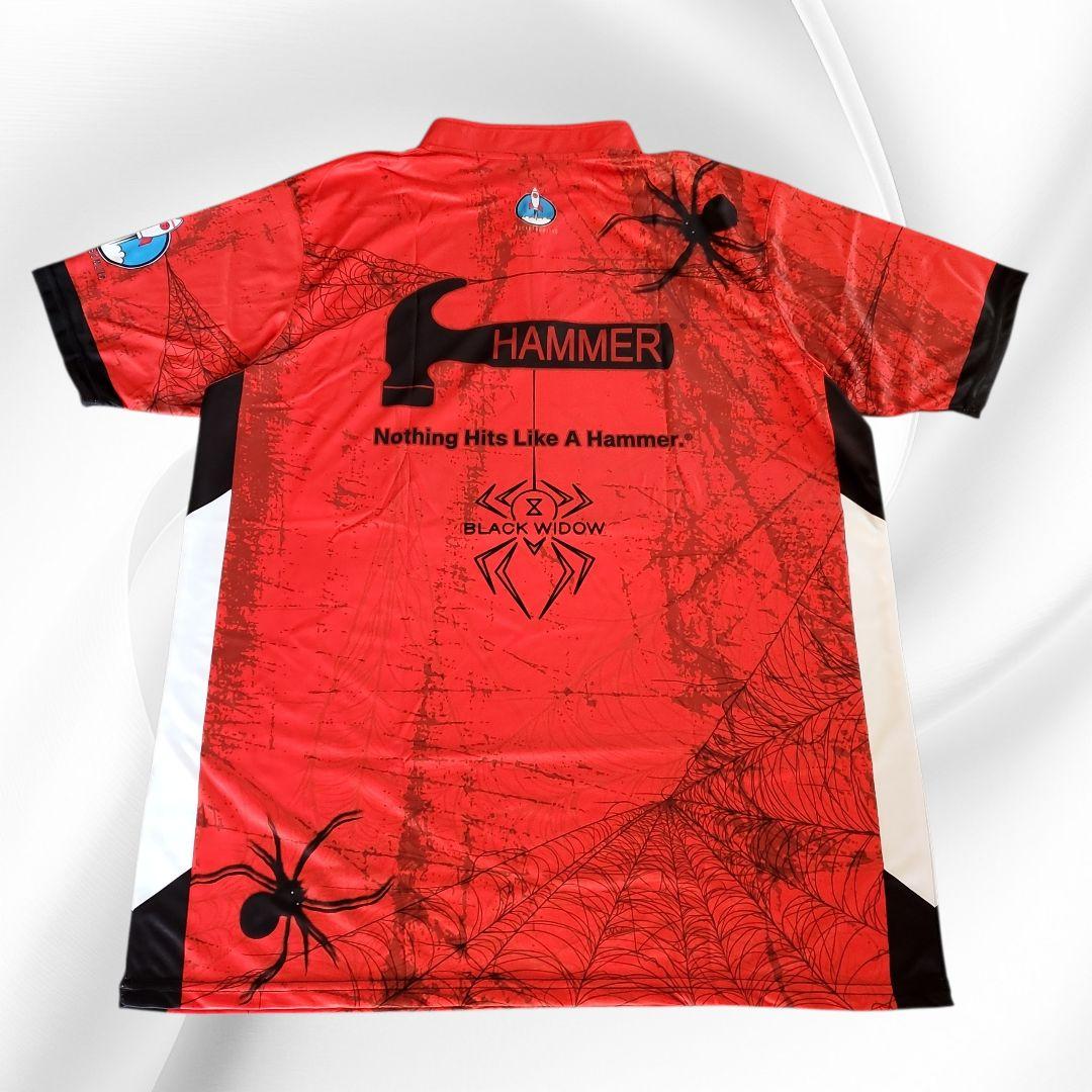 ✨新品✨ブラックウィドー【日本サイズ2XL】レッド　蜘蛛柄　大きめ　ボウリング