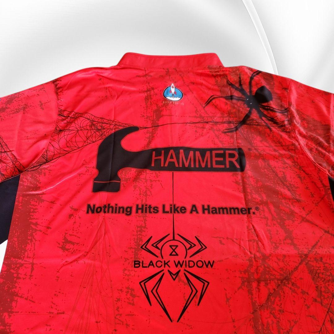 ✨新品✨ブラックウィドー【日本サイズ2XL】レッド　蜘蛛柄　大きめ　ボウリング