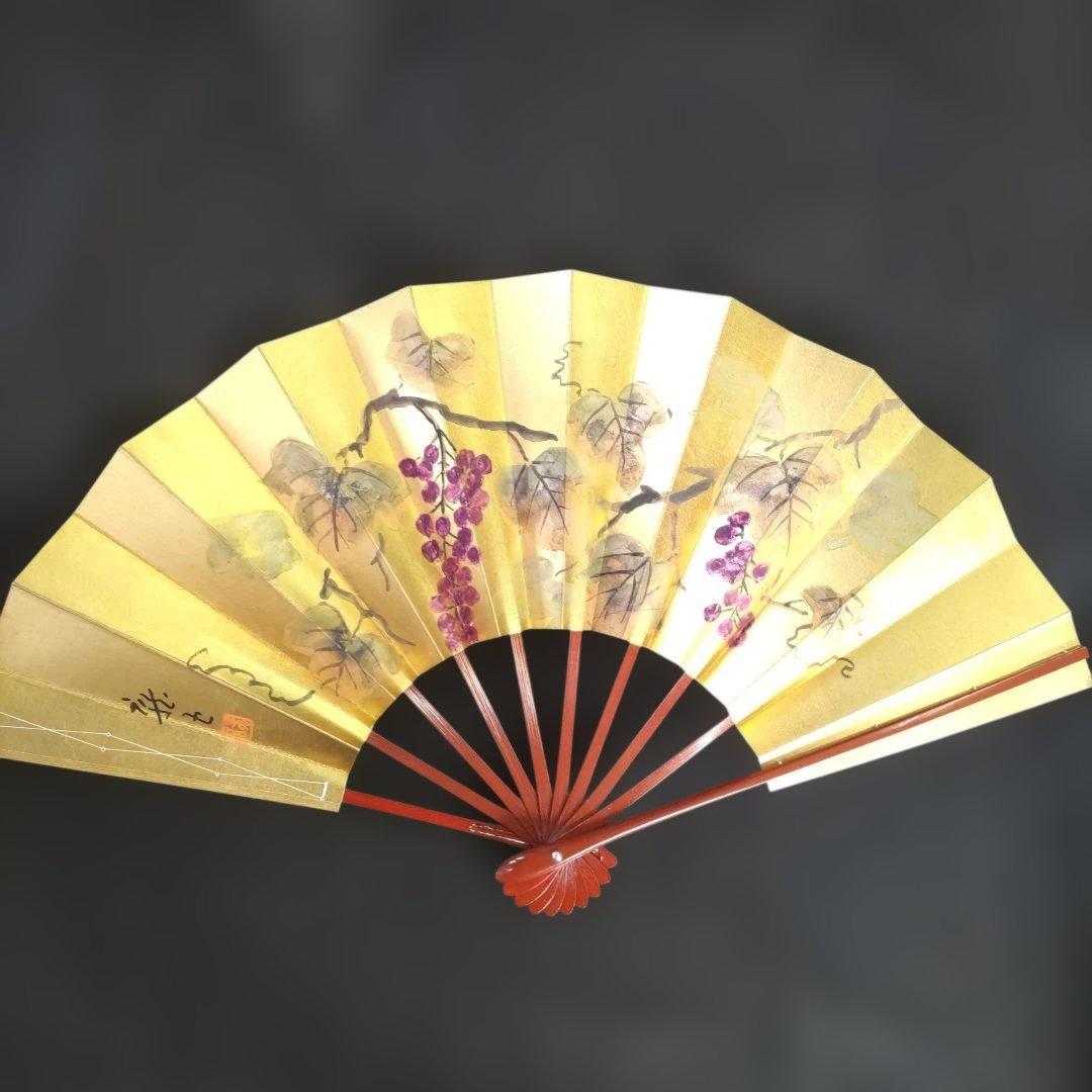 舞扇 (96) 新品未使用 美品 表裏手描柄違い 約29cm 美術品 工芸品