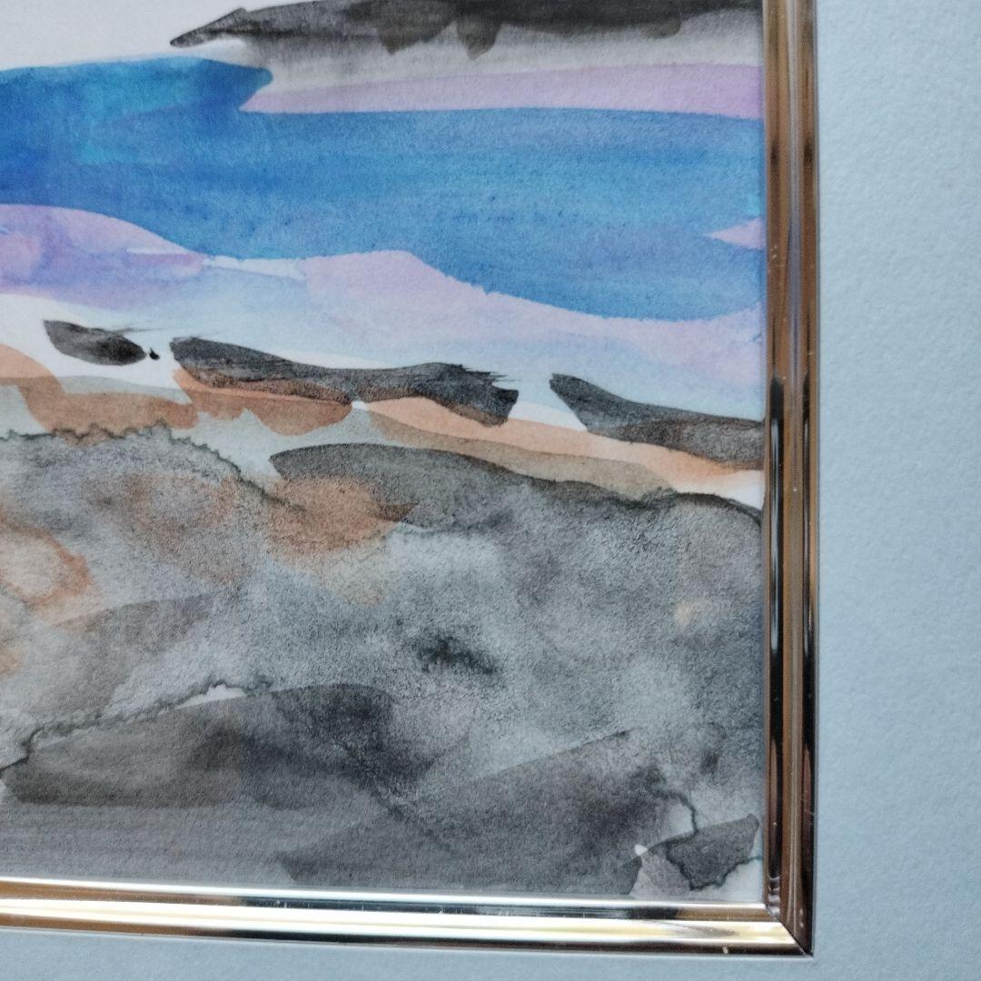 「貴重品」沢野ひとし　ほっこりした海辺の風景水彩画（原画）