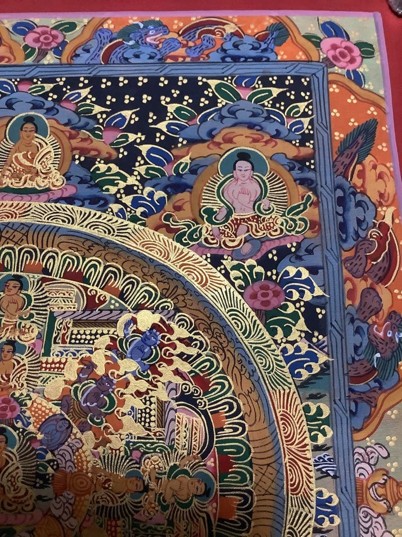 《 チベット密教　新品　1点物 》 手描き　曼荼羅　仏陀　釈迦　仏画　仏教　e4