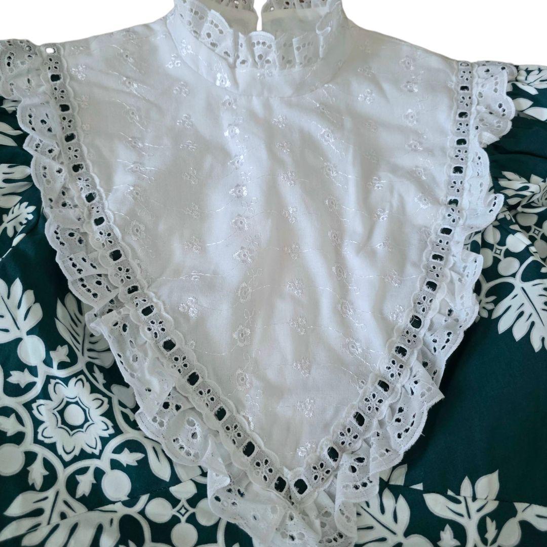 【大きめサイズ】MUUMUU FACTORY フラダンスドレス グリーン　長袖