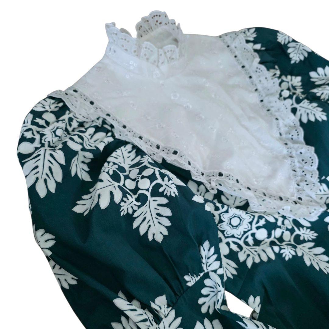 【大きめサイズ】MUUMUU FACTORY フラダンスドレス グリーン　長袖