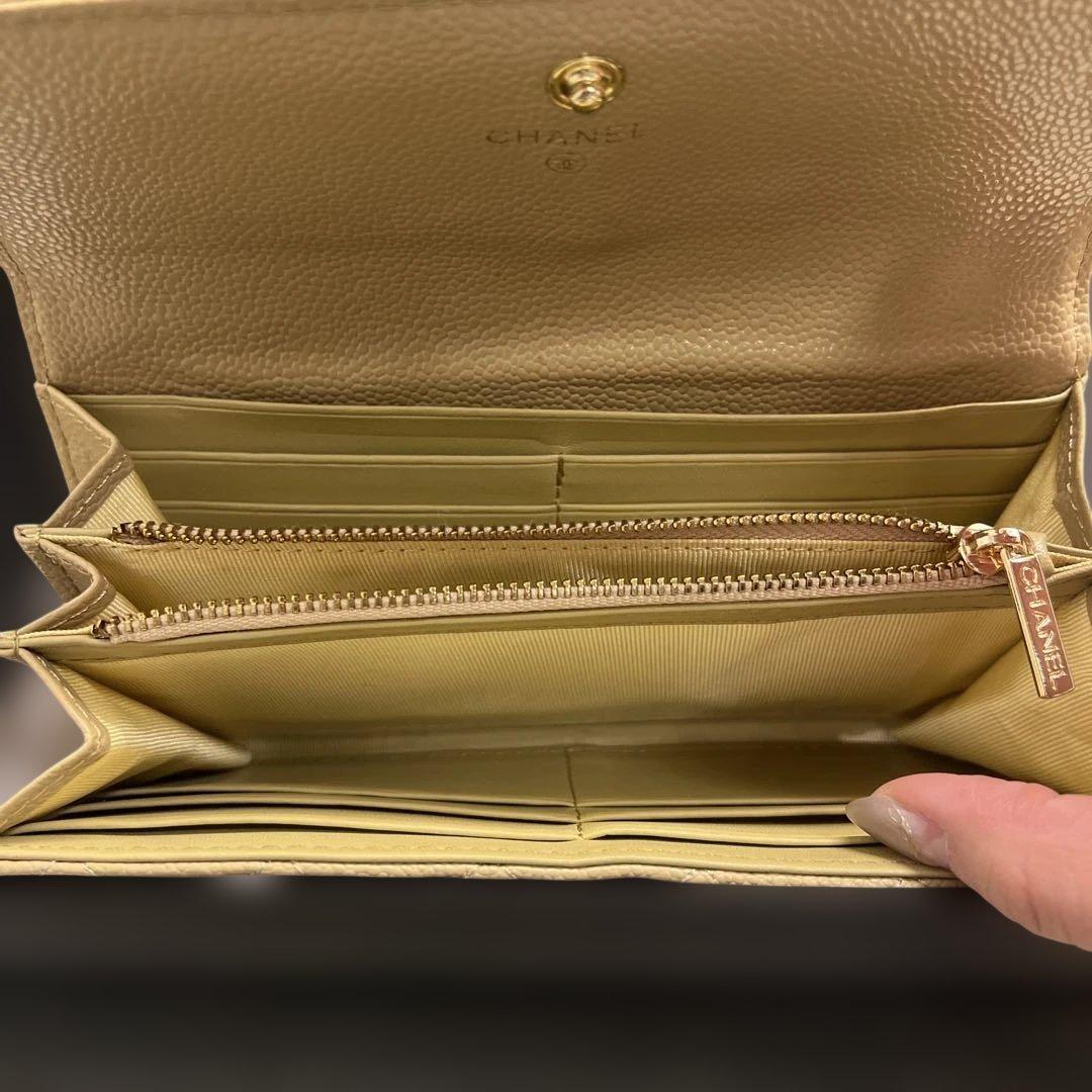 ス*ん様 ccロゴ 長財布 イエロー キルティング ゴールド金具 上品 高見え