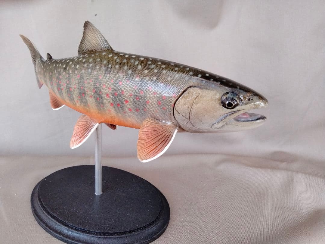 2ハンドメイド　27cmオショロコマ　イワナ　魚模型　フィギュア　ルアー釣り