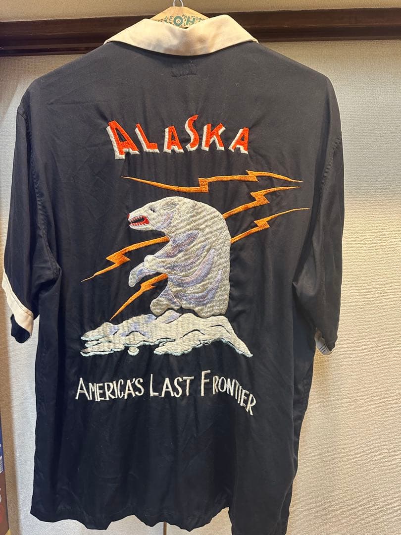 テーラー東洋　刺繍ボウリングシャツ M 黒 ALASKA
