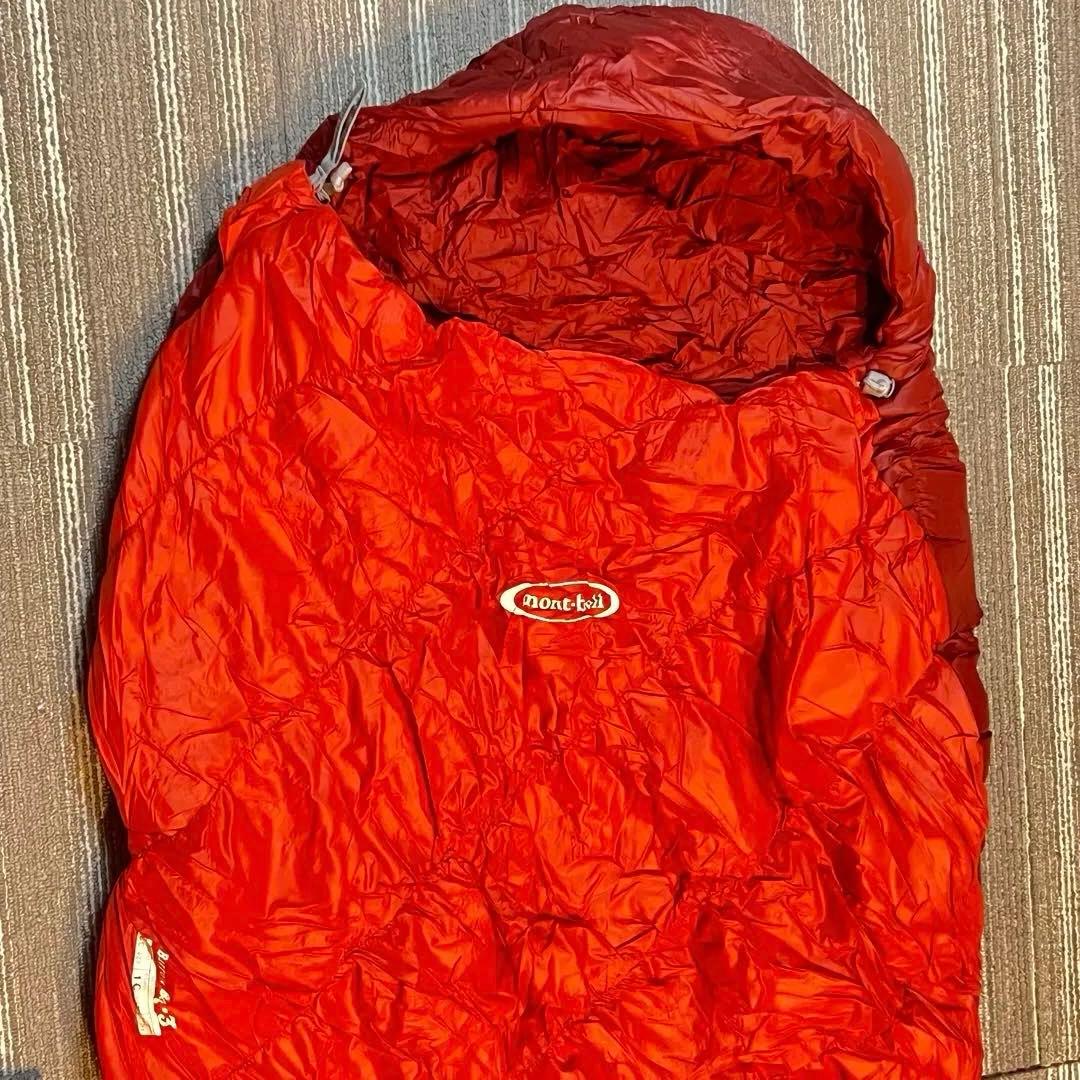 ☆美品 モンベル　バロウバッグ #3 R\ZIP レッド赤　シュラフ寝袋☆
