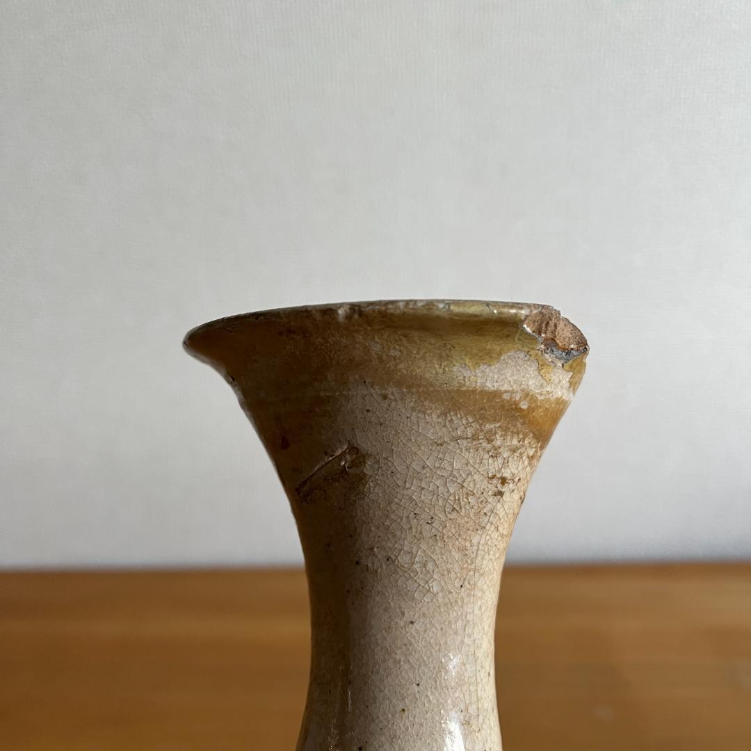 李朝 粉引 大徳利 朝鮮古陶磁 高35.8cm 口縁欠けあり