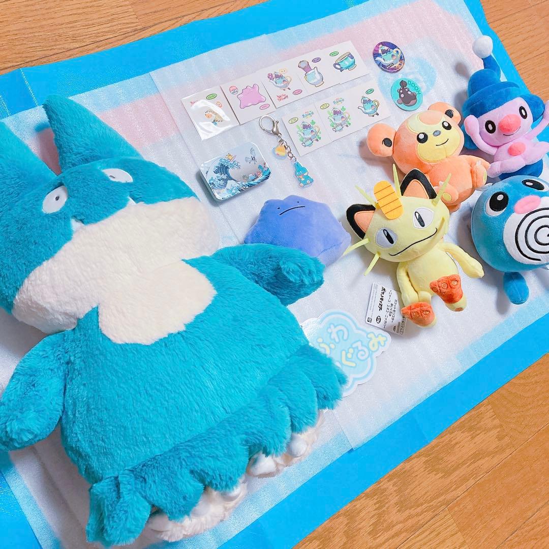 ポケモン　ポケセン　ふわふわ抱きぬいぐるみ　ゴンベ　ポケピース　シール　缶