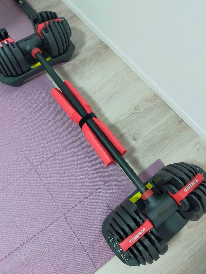 【限界値下】 調整可能ダンベルセット①　24kgバーベルバー、クッション付