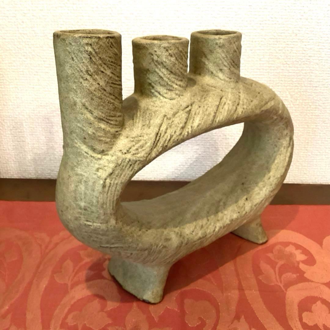 草月流 変形花器 三つ首 フラワーベース 生花 ヴィンテージ