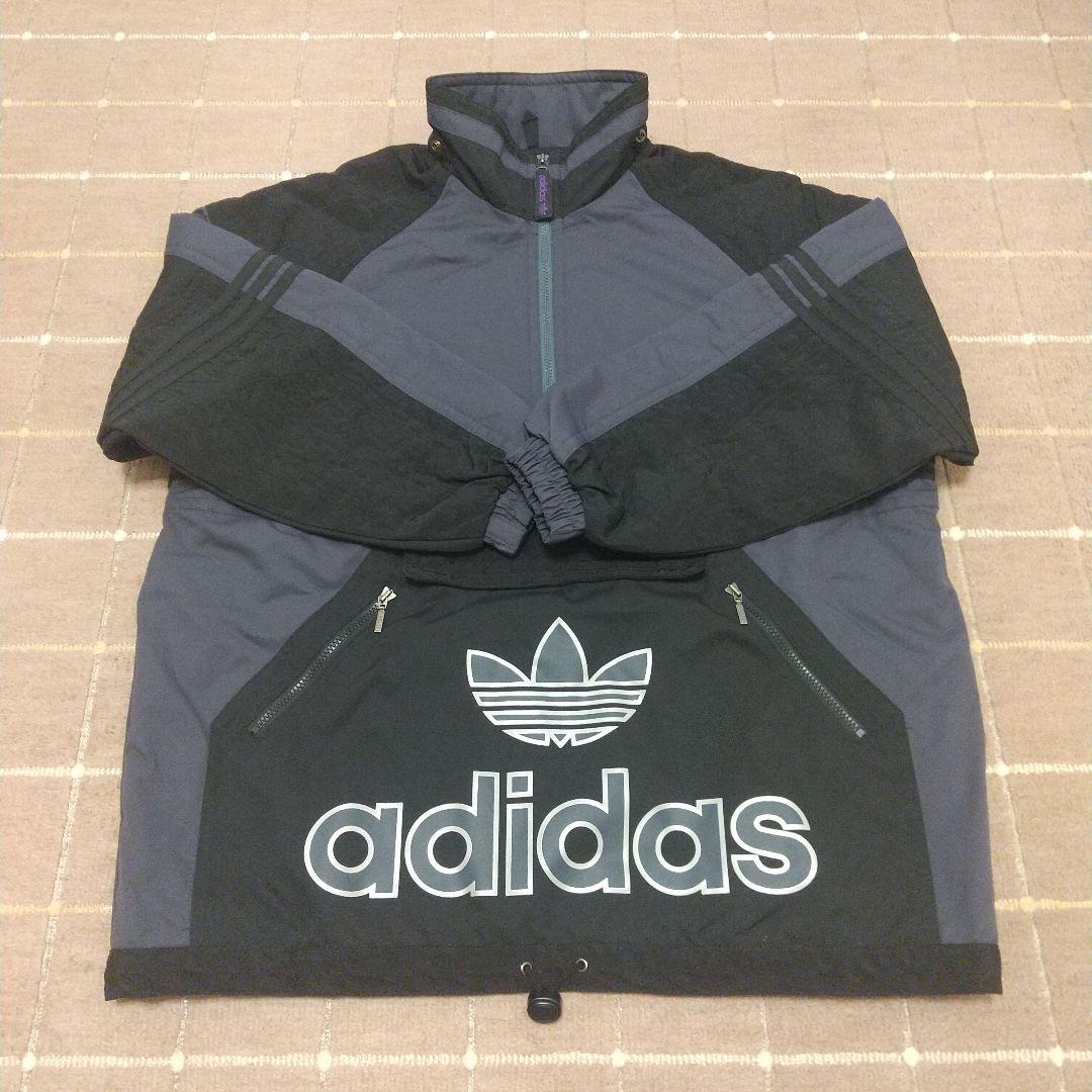 【adidas】フード付きウェア美品・ダークグレー/ブラック【上下セット】
