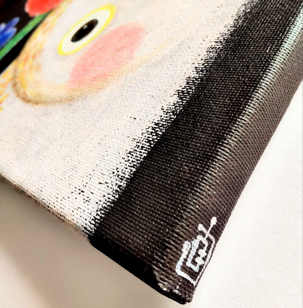 原画『かもね』フクロウ 花 幸せ キャンバス 手描き オリジナル 一点もの