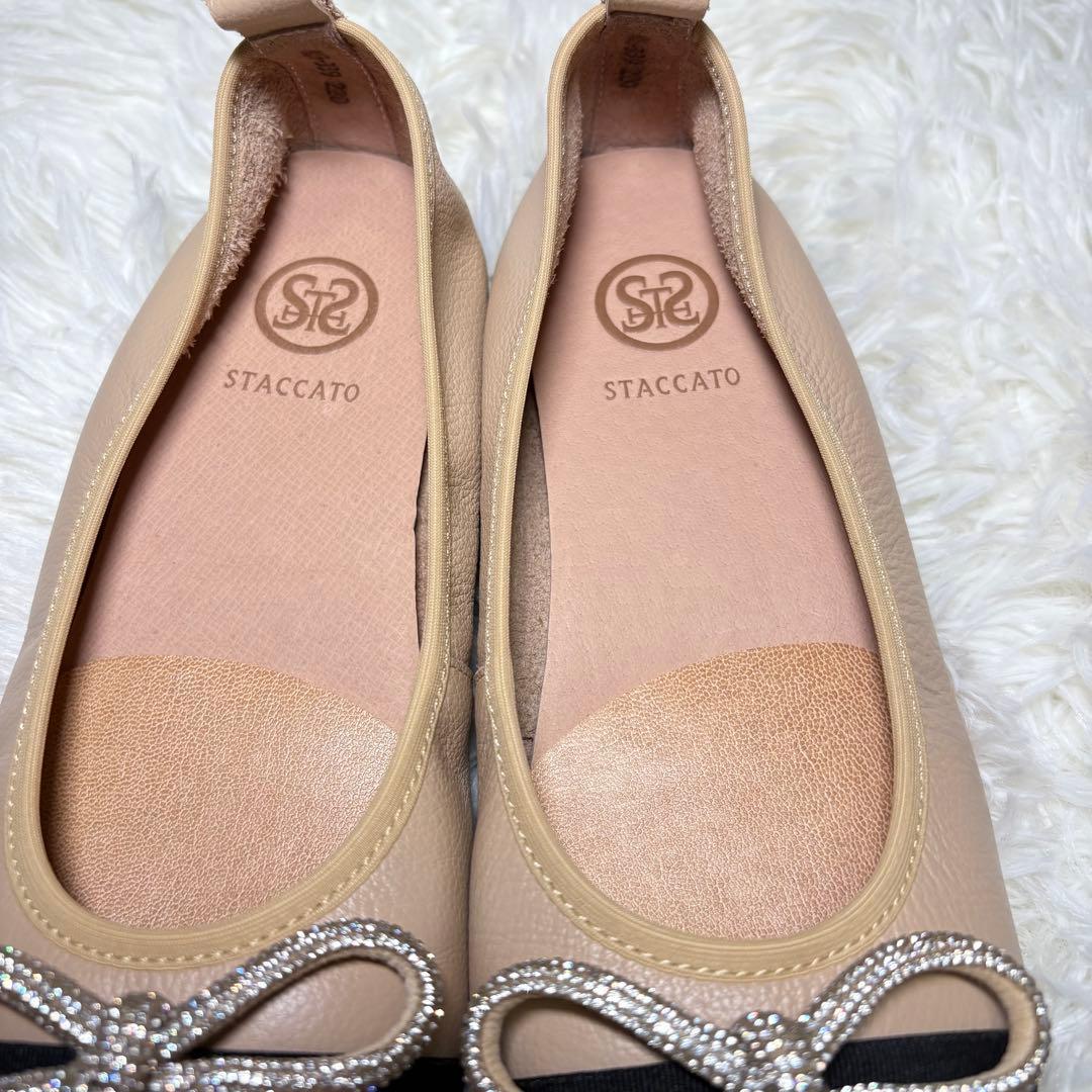 Staccato スタッカート定番 バレエシューズ リボン　ビジュー　22センチ