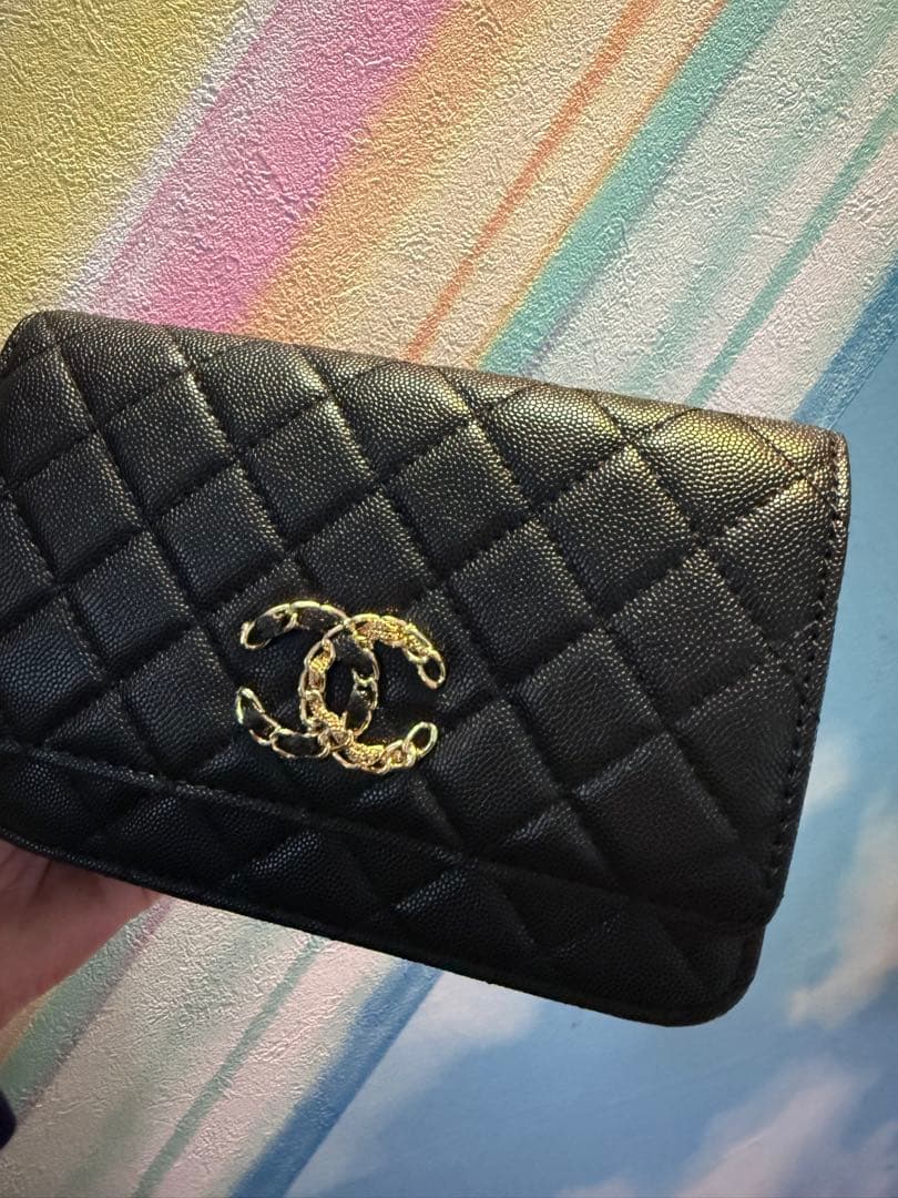 CHANELノベルティブラックレザー クラッチバッグ