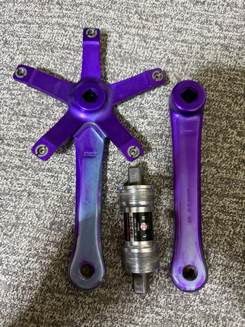 MASH X Sugino 75 Purple/Blue クランク　BB ピスト