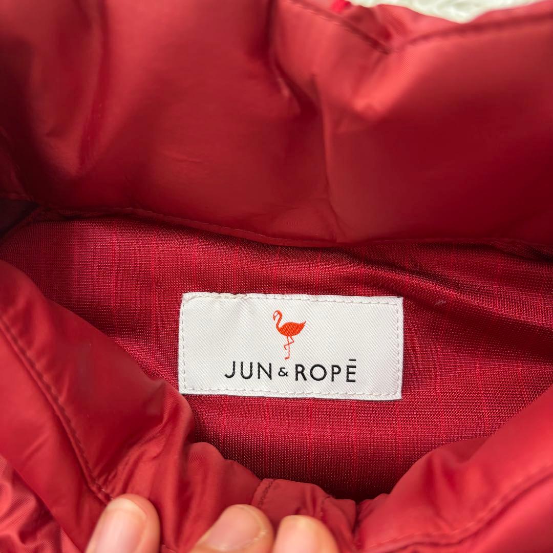 JUN&ROPE ワンピース 中綿 ダウン 赤 防寒 ジップ ストレッチ
